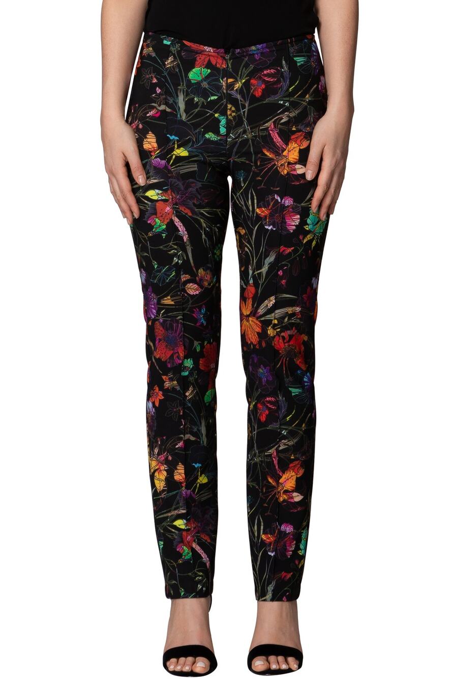 Joseph Ribkoff Women Maximalist Artsy Pants Bold Floral Straight Leg Bright 4